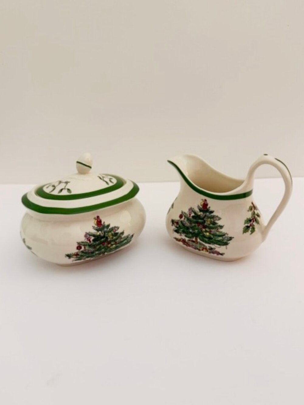 Spode Christmas Tree Sugar & Creamer Set - 16 & 8oz Festive Holiday Tableware